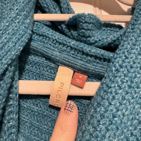 Anthropologie Pilcro Aqua Blue Turtleneck Sweater Cozy Oversized Slouchy Medium - Picture 4 of 6